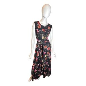 NWT Vintage Chelsea Taylor Black Floral Maxi Dress Large